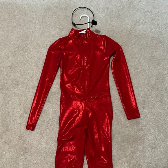 Britney Spears Costume - Red Unitard + Microphone - Picture 1 of 4
